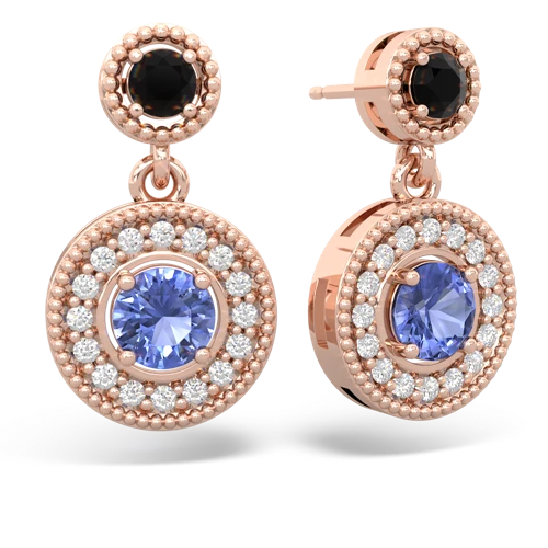onyx-tanzanite halo earrings