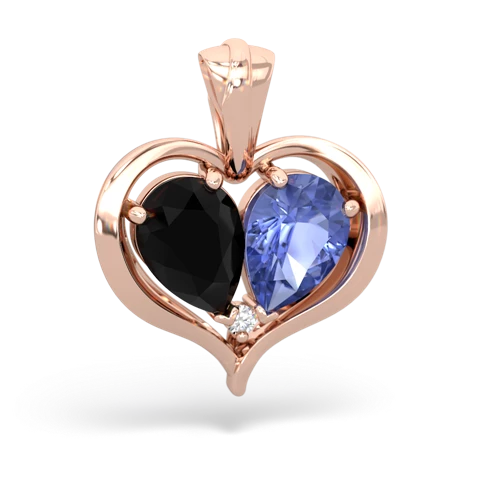 onyx-tanzanite half heart whole pendant