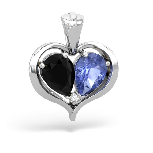 onyx-tanzanite half heart whole pendant