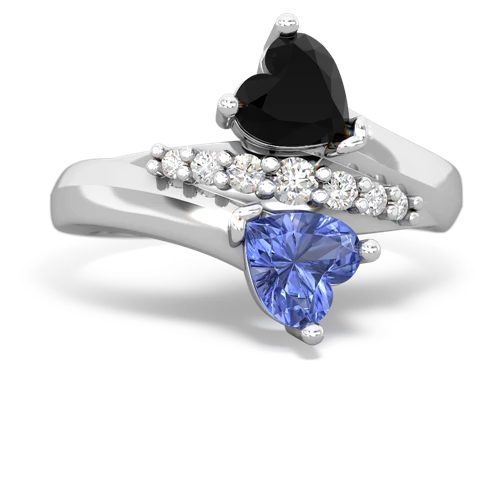 onyx-tanzanite modern ring