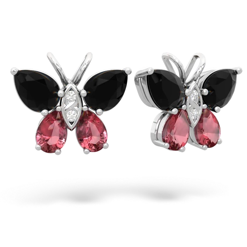 onyx-tourmaline butterfly earrings