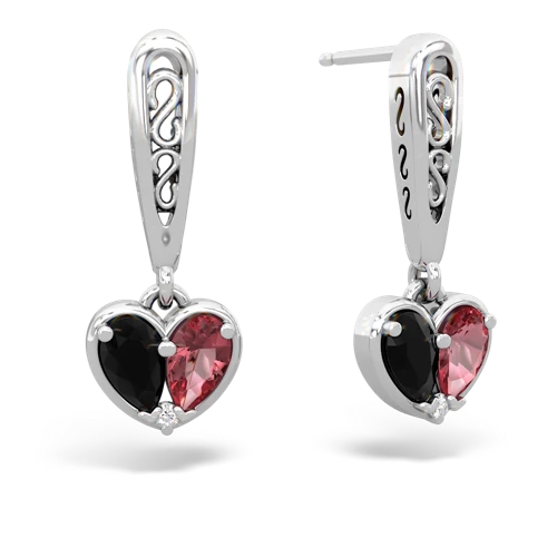 onyx-tourmaline filligree earrings