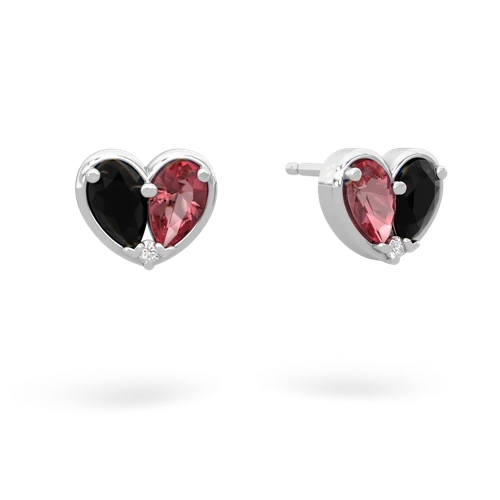 onyx-tourmaline one heart earrings