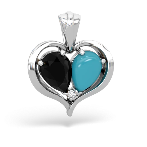 onyx-turquoise half heart whole pendant