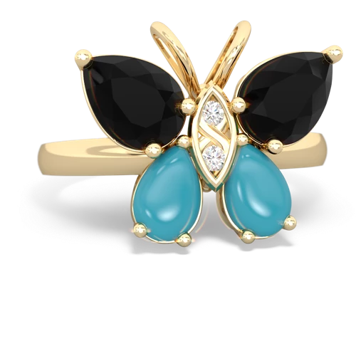 onyx-turquoise butterfly ring
