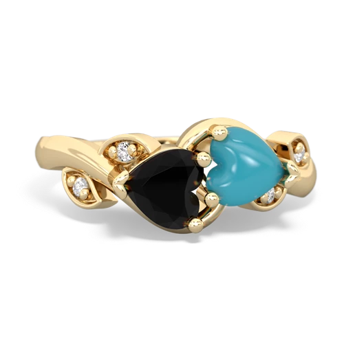 onyx-turquoise floral keepsake ring