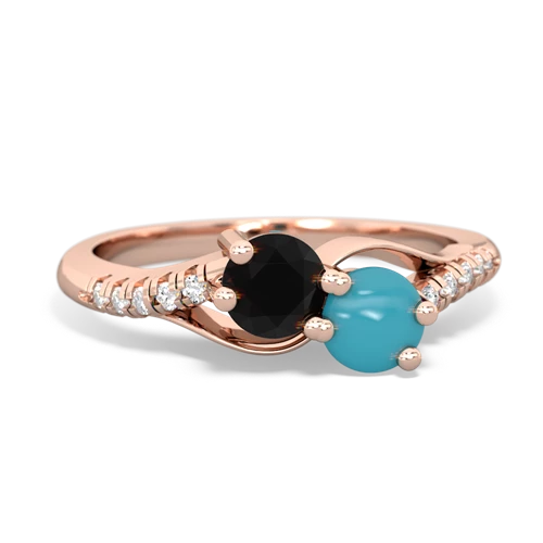 onyx-turquoise two stone infinity ring