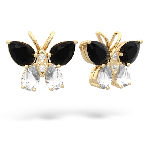 onyx-white topaz butterfly earrings