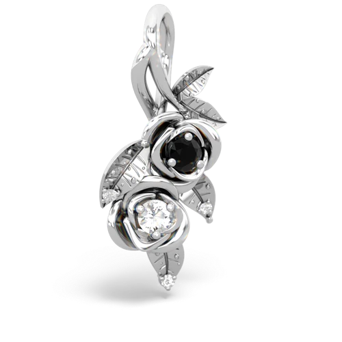 onyx-white topaz rose vine pendant