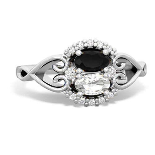 onyx-white topaz antique keepsake ring