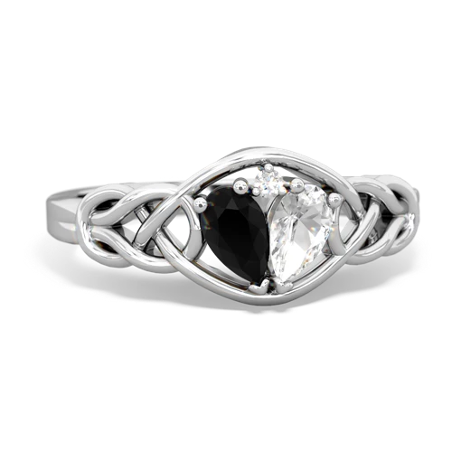 onyx-white topaz celtic knot ring