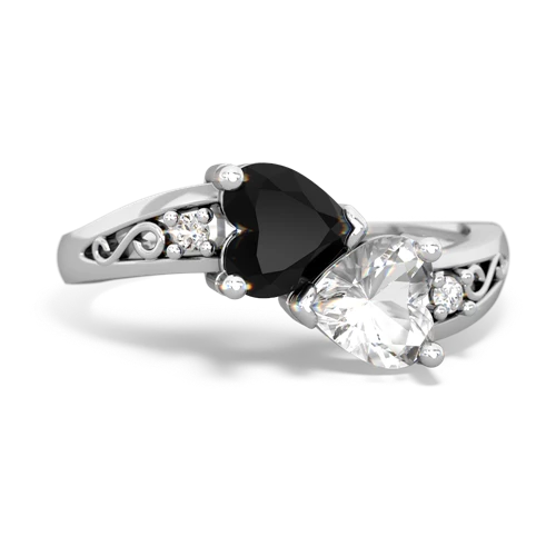 onyx-white topaz filligree ring