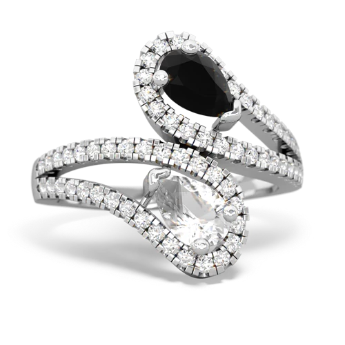 onyx-white topaz pave swirls ring