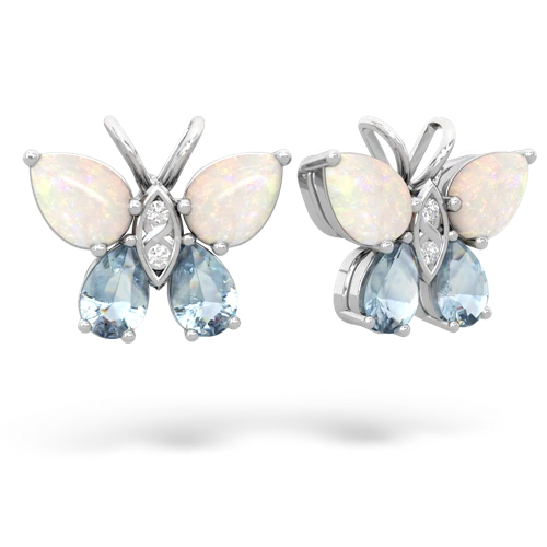 opal-aquamarine butterfly earrings