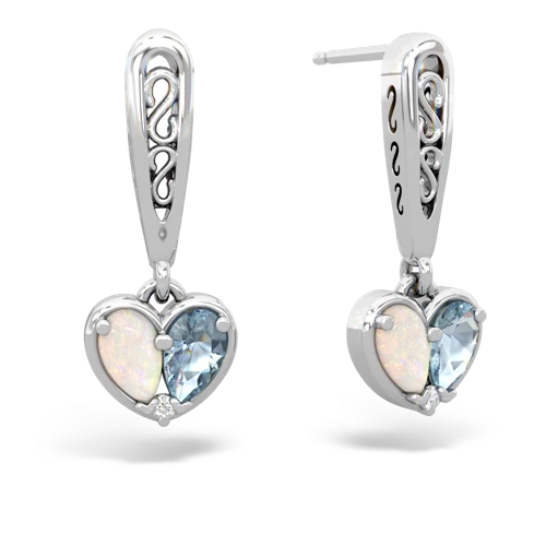 opal-aquamarine filligree earrings