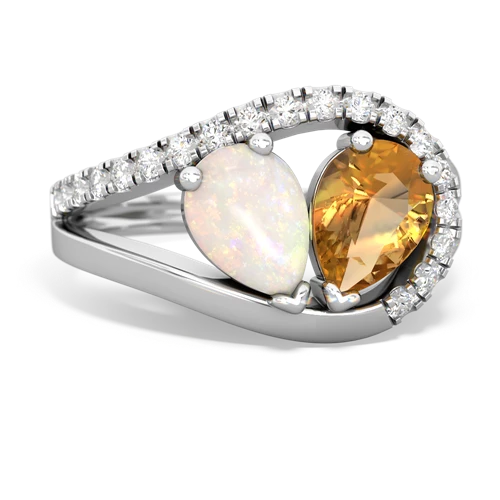 opal-citrine pave heart ring