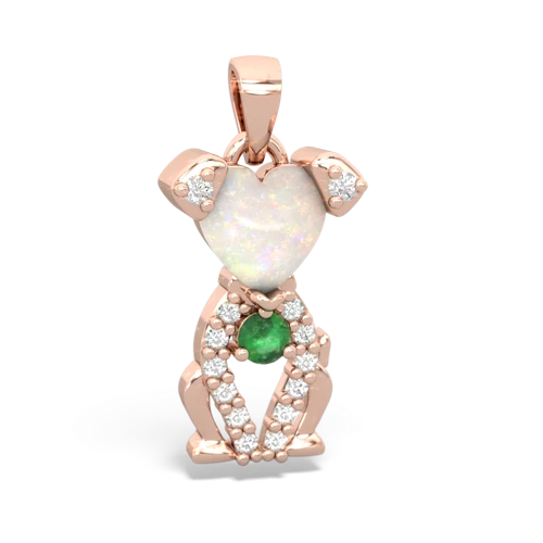 opal-emerald birthstone puppy pendant