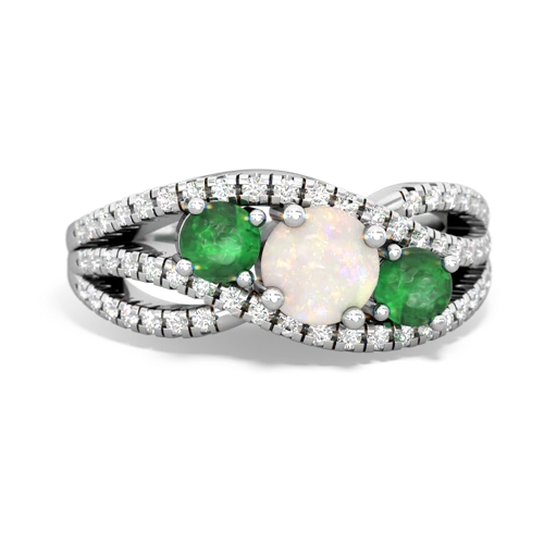 opal-emerald three stone pave ring