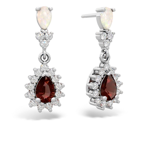 opal-garnet dangle earrings