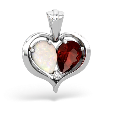 opal-garnet half heart whole pendant