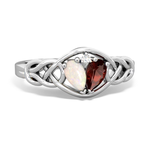 opal-garnet celtic knot ring