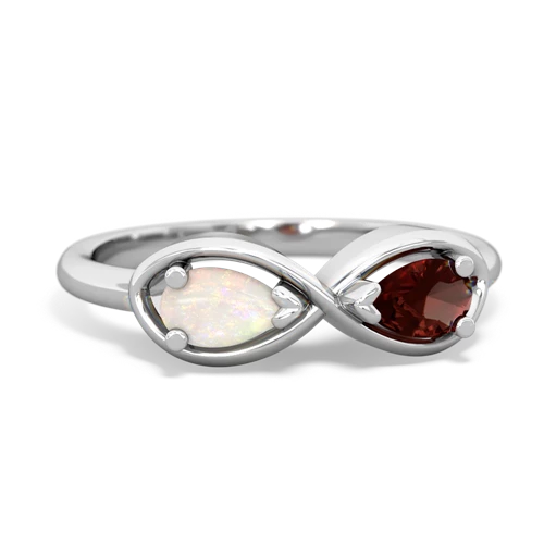 opal-garnet infinity ring