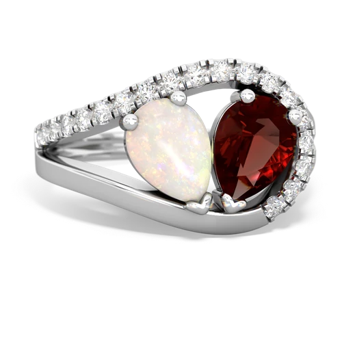 opal-garnet pave heart ring