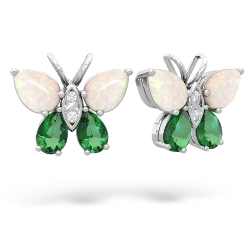opal-lab emerald butterfly earrings