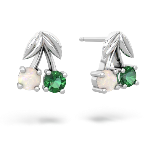 opal-lab emerald cherries earrings