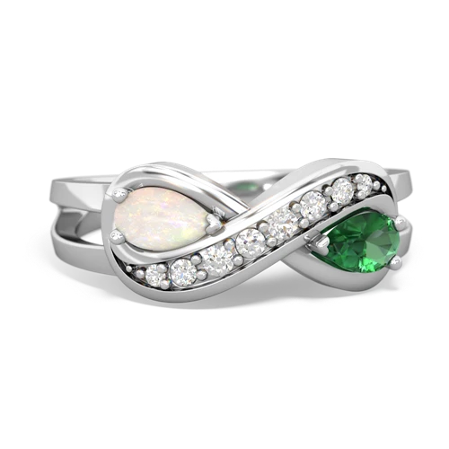 opal-lab emerald diamond infinity ring