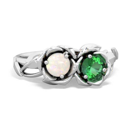 opal-lab emerald roses ring