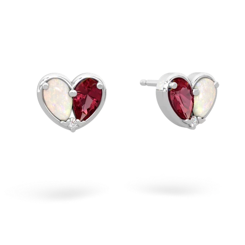 opal-lab ruby one heart earrings