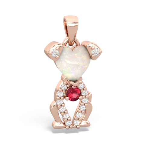 opal-lab ruby birthstone puppy pendant