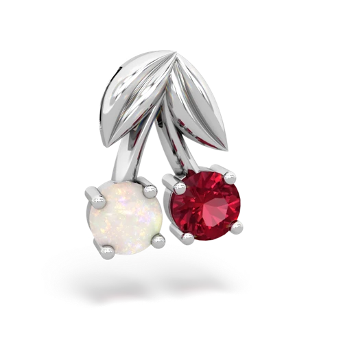 opal-lab ruby cherries pendant