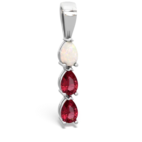 opal-lab ruby three stone pendant