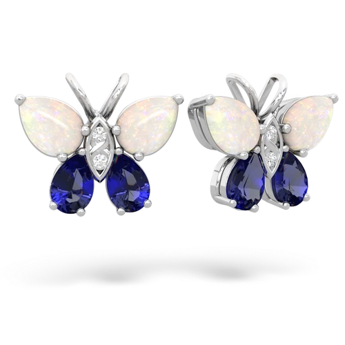 opal-lab sapphire butterfly earrings