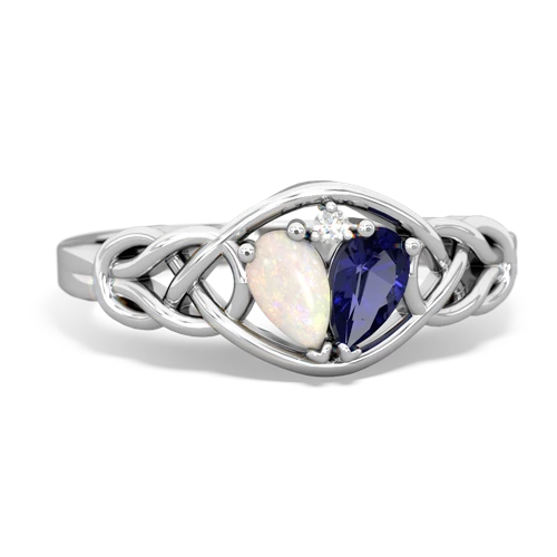 opal-lab sapphire celtic knot ring