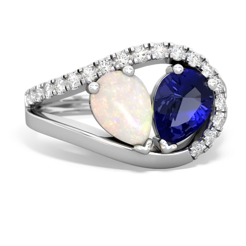 opal-lab sapphire pave heart ring