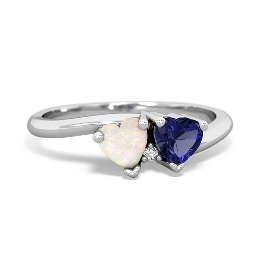 opal-lab sapphire sweethearts promise ring