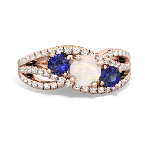 opal-lab sapphire three stone pave ring
