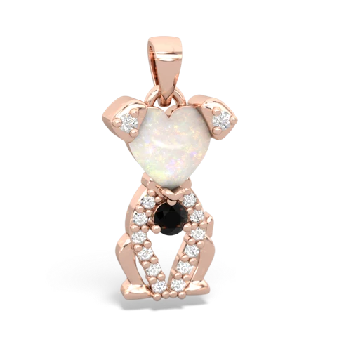opal-onyx birthstone puppy pendant