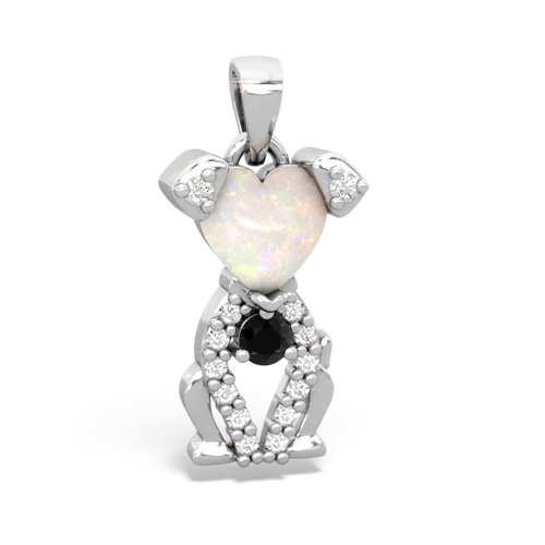 opal-onyx birthstone puppy pendant