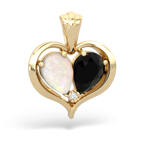 opal-onyx half heart whole pendant