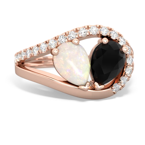 opal-onyx pave heart ring