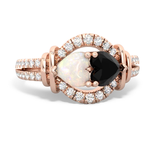 opal-onyx pave keepsake ring