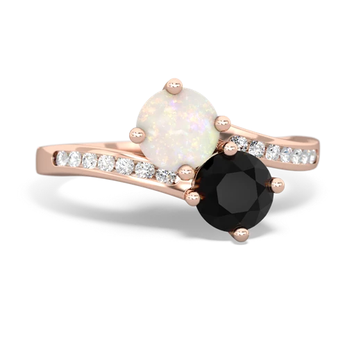 opal-onyx two stone channel ring