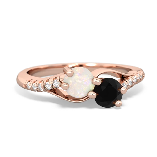 opal-onyx two stone infinity ring