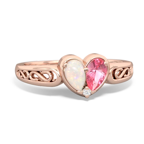 opal-pink sapphire filligree ring