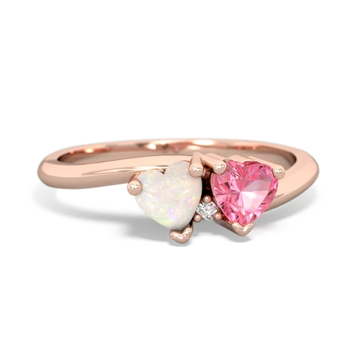 opal-pink sapphire sweethearts promise ring