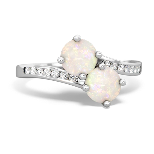 opal two stone channel ring
